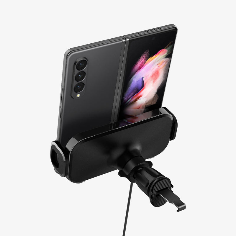 ACP04279 - GTS12W OneTap Wireless Galaxy Fold Car Mount Airvent in black showing the back with galaxy fold device in slot