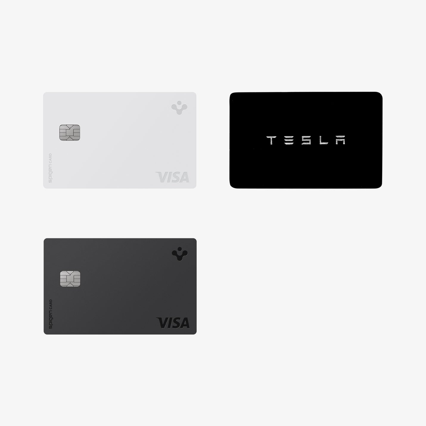 ACP07154 - Registration Card Holder | IC100 showing the front of 3 different cards, 2 visa and 1 tesla