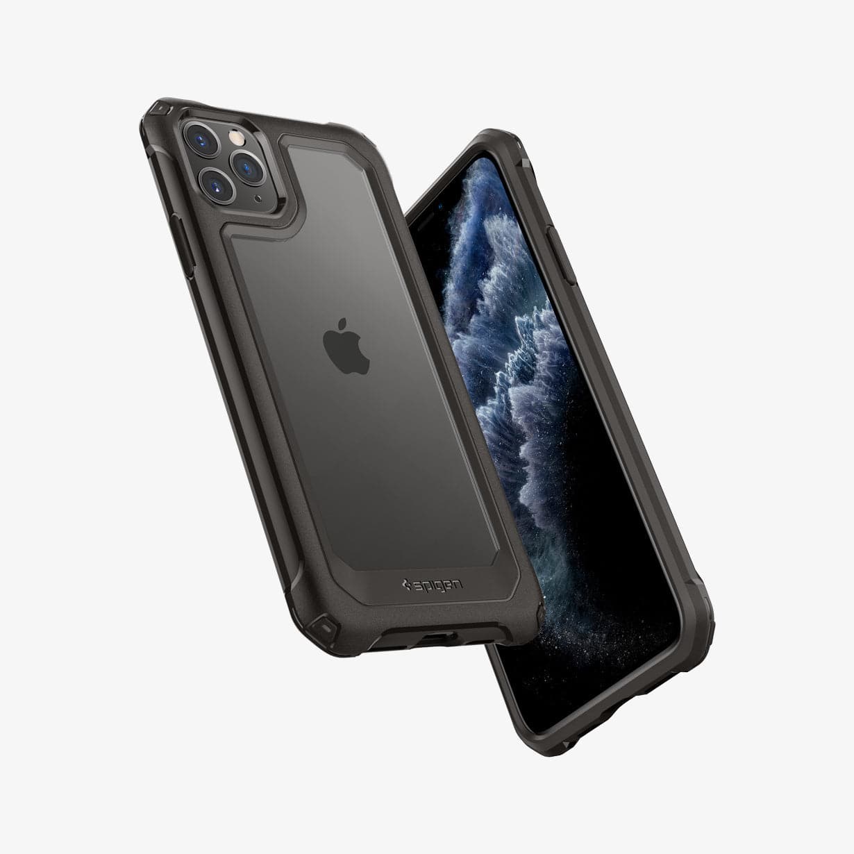 075CS27052 - iPhone 11 Pro Max Case Gauntlet in gunmetal showing the back, front and sides