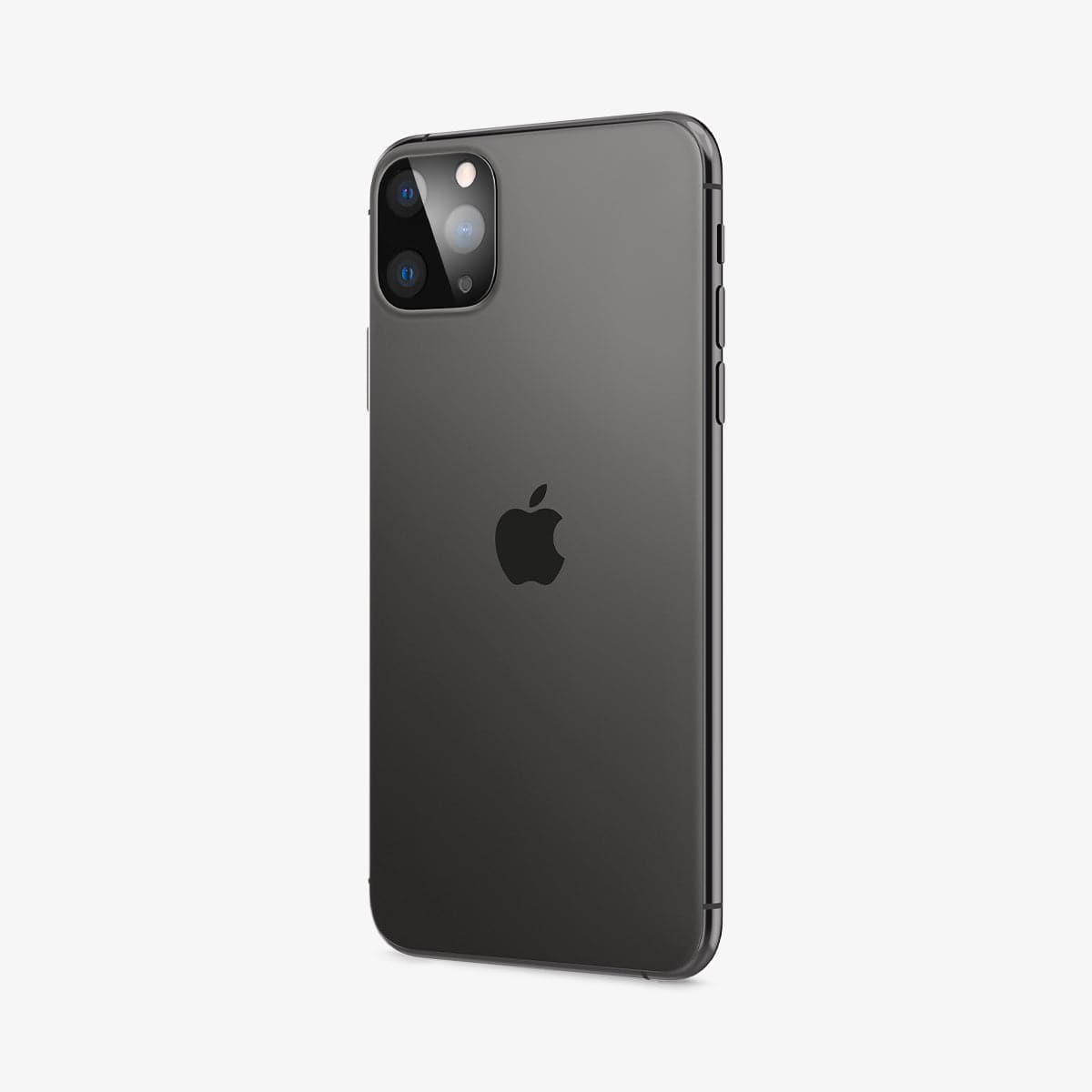 AGL00500 - iPhone 11 Pro / Pro Max Full Cover Lens Protector in black showing the front and partial side installed on device