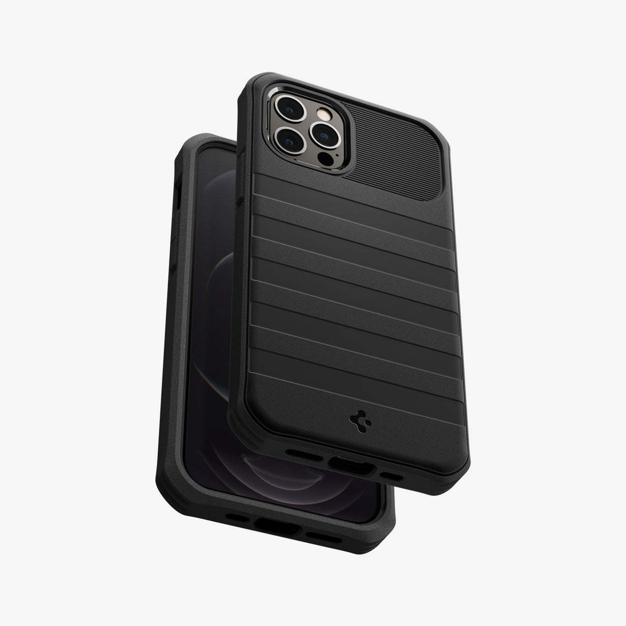 ACS02951 - iPhone 12 / iPhone 12 Pro Case Geo Armor 360 in black showing the back, sides and front