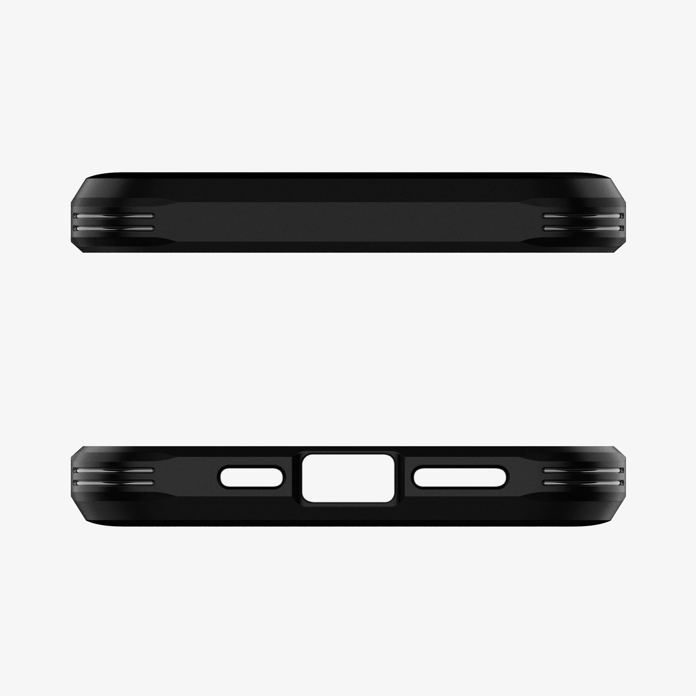 ACS02295 - iPhone 12 Pro Max Case Tough Armor in metal slate showing the top and bottom with precise cutouts