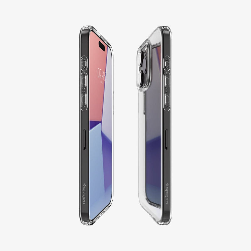 ACS06443 - iPhone 15 Pro Max Case Liquid Crystal in crystal clear showing the sides, partial front and back