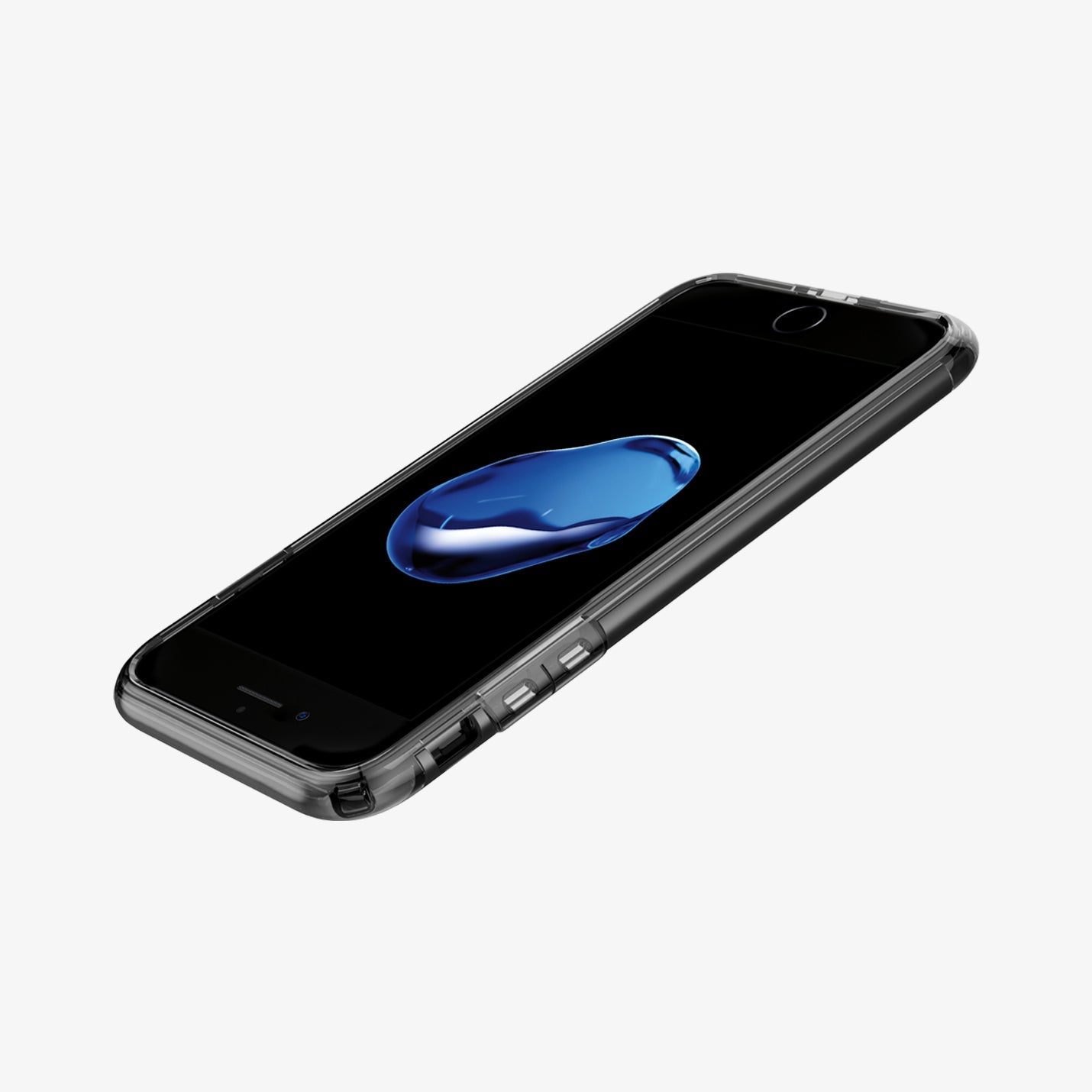 043CS20850 - iPhone 7 Plus Case Hybrid Armor in Black showing the back with partial sides partially inclined