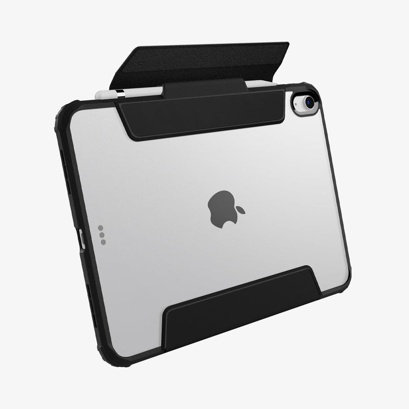 ACS05311 - iPad 10.9" Case Ultra Hybrid Pro in black showing the back and bottom with cover flap open