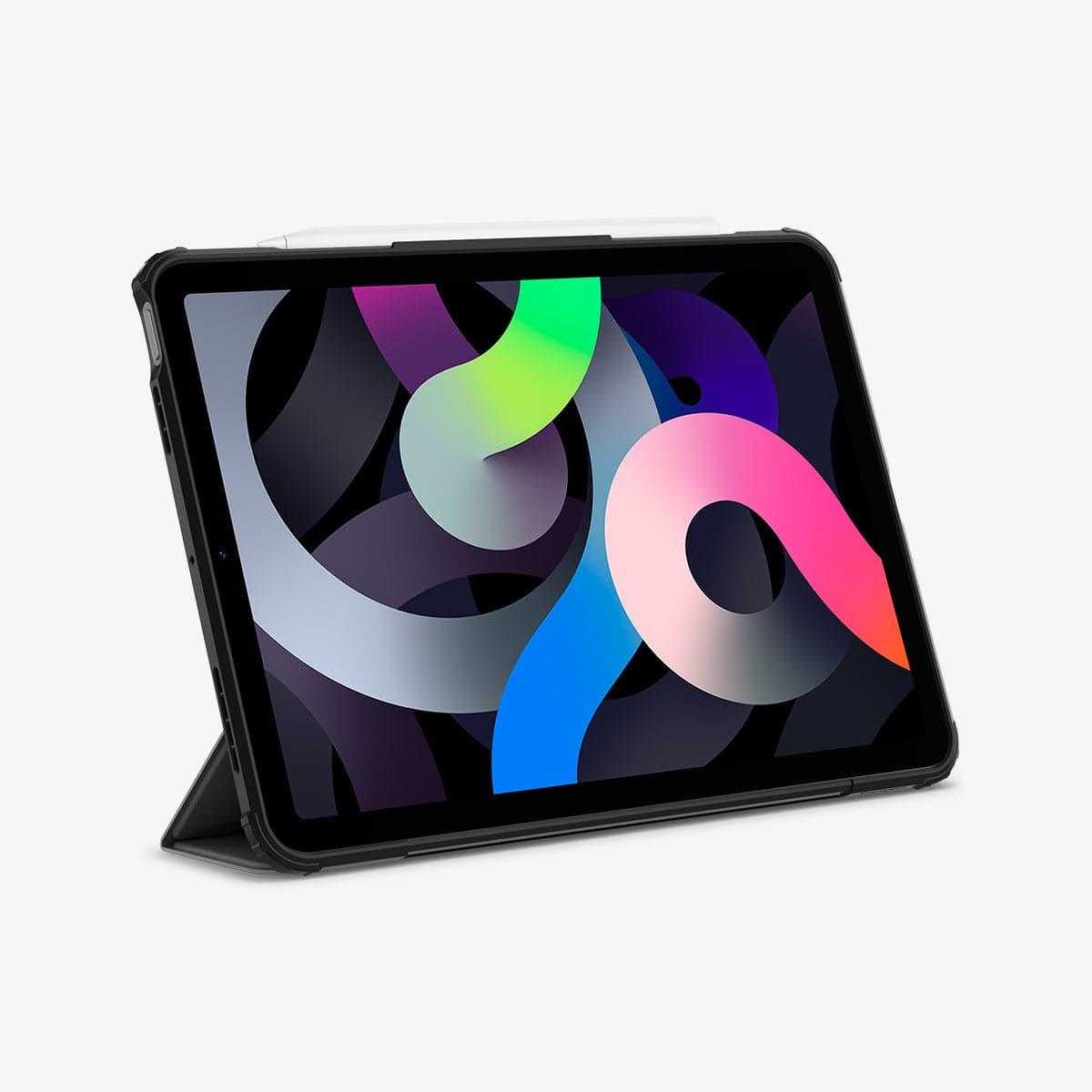 ACS05281 - iPad Air 10.9" (2022 / 2020) Case Ultra Hybrid Pro in black showing the front with device propped up by built in kickstand