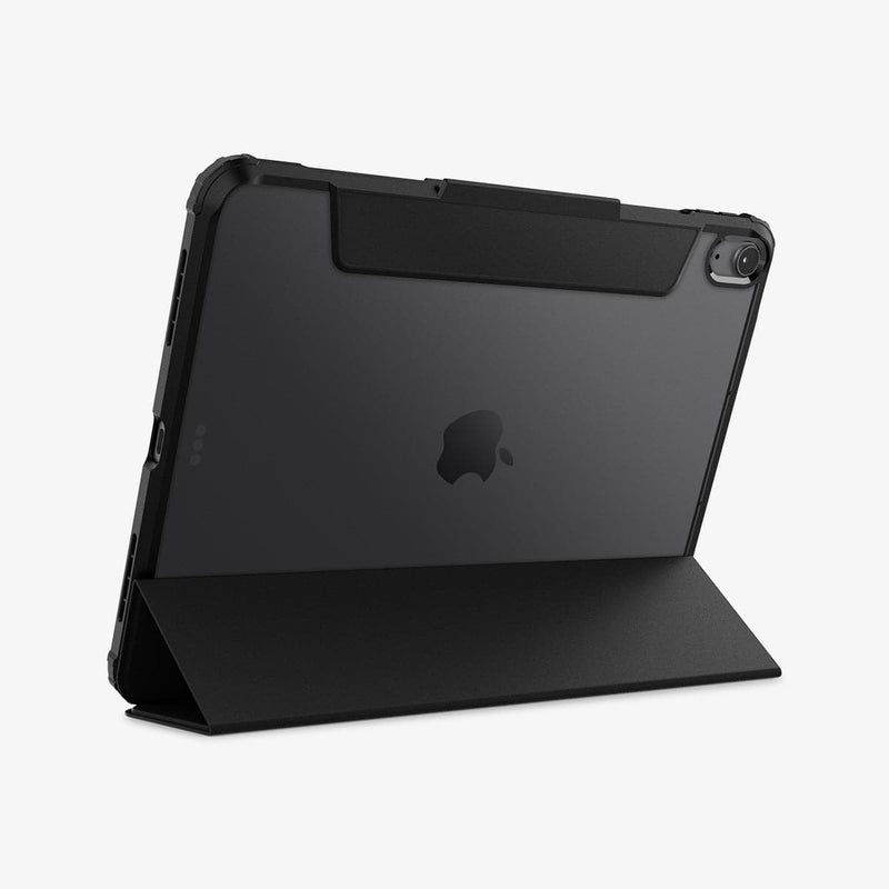 ACS05281 - iPad Air 10.9" (2022 / 2020) Case Ultra Hybrid Pro in black showing the back with device propped up by built in kickstand