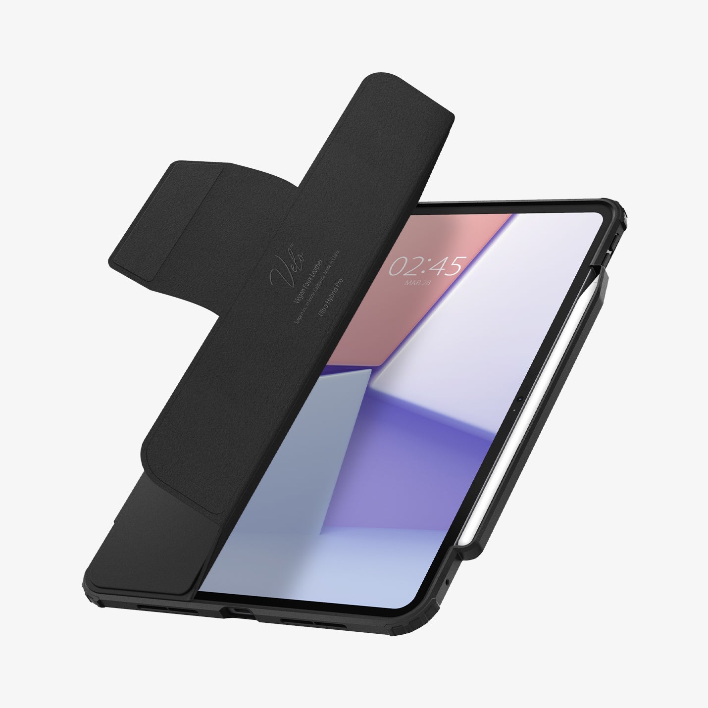 ACS07760 - iPad Pro 11-inch Case Ultra Hybrid Pro in Black showing the partial front, and half open