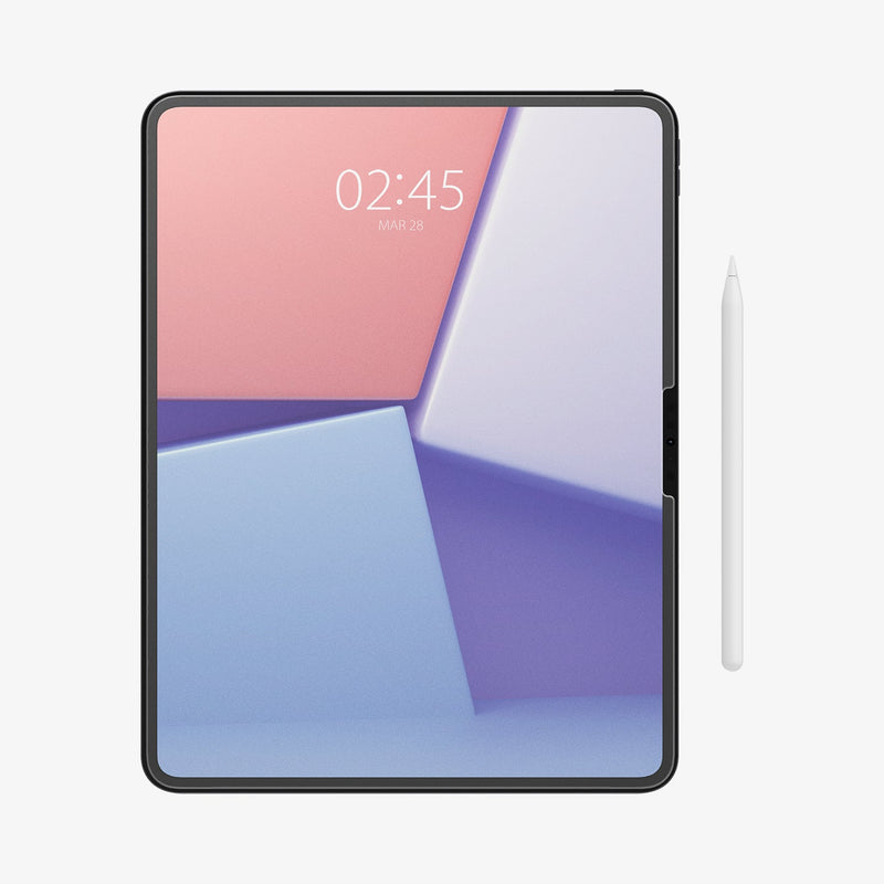 AGL07794 - iPad Pro 12.9-inch Paper Touch EZ Fit in Clear showing the front with pencil next to device
