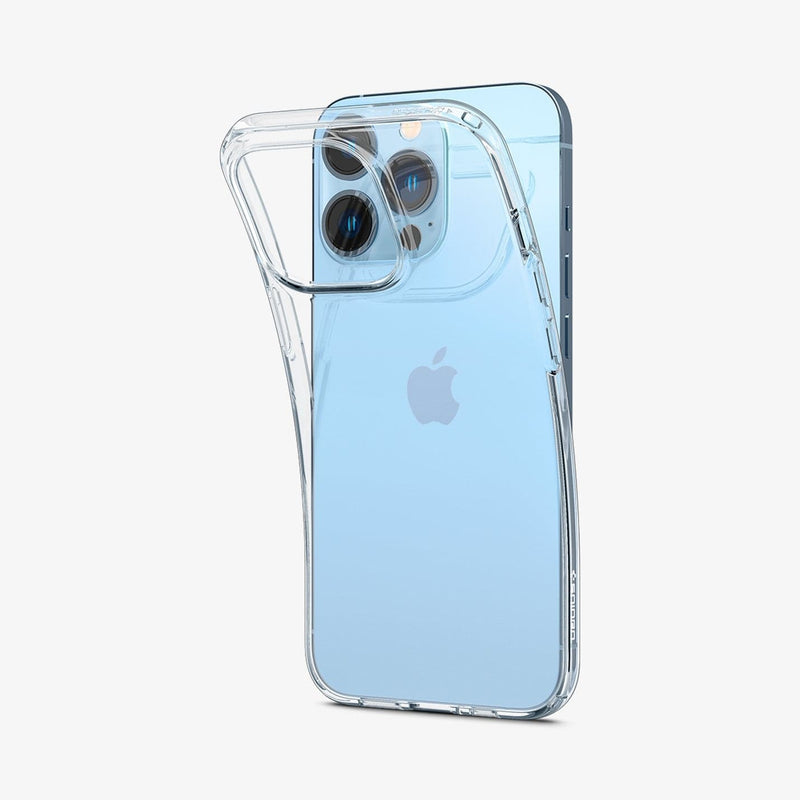 ACS03197 - iPhone 13 Pro Max Case Liquid Crystal in crystal clear showing the flexible back