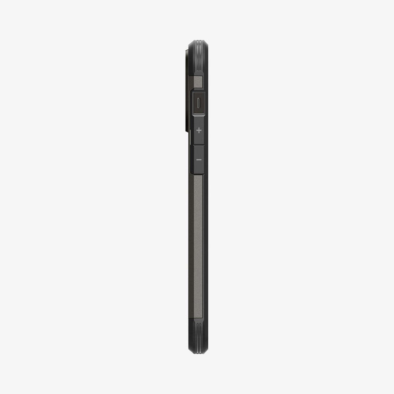 ACS04984 - iPhone 14 Pro Case Tough Armor (MagFit) in gunmetal showing the side with volume controls