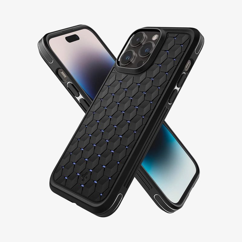 ACS04998 - iPhone 14 Pro Case Cryo Armor in matte black showing the back, sides and front