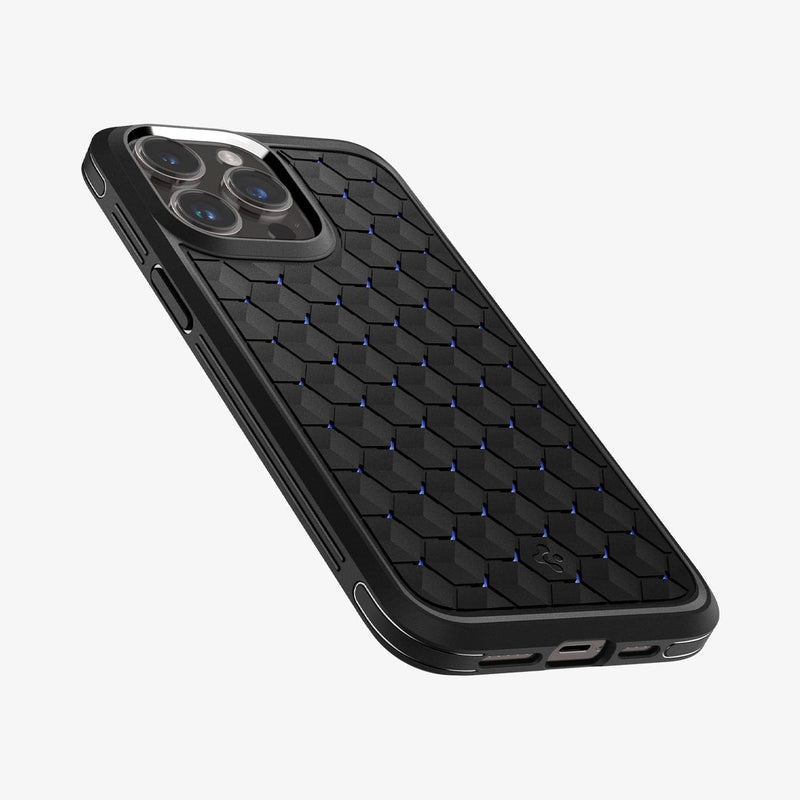 ACS04998 - iPhone 14 Pro Case Cryo Armor in matte black showing the back, side and bottom