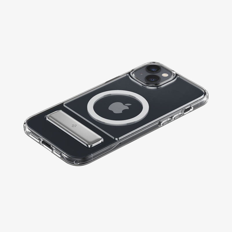 ACS04660 - iPhone 14 Plus Case Slim Armor Essential S (MagFit) in white showing the back, side and bottom with device laying flat