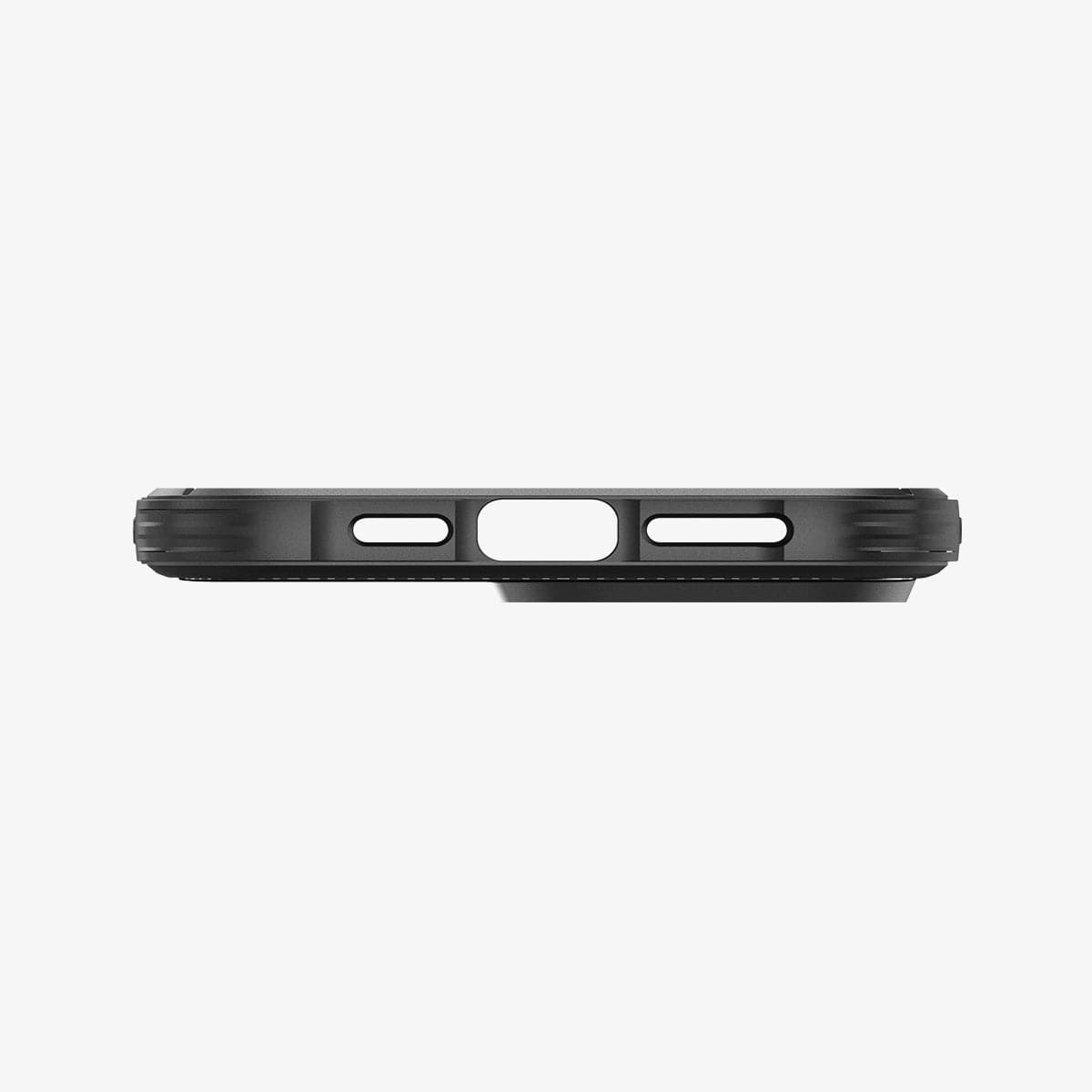 ACS04956 - iPhone 14 Pro Case Rugged Armor (MagFit) in matte black showing the bottom with precise cutouts