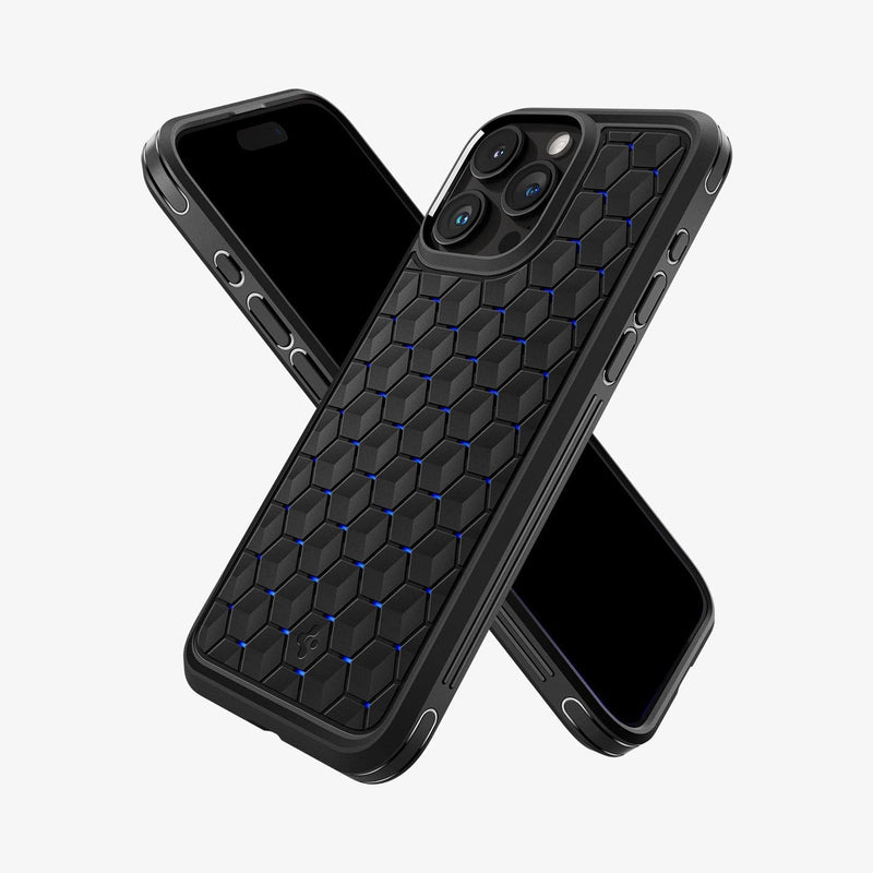 ACS06603 - iPhone 15 Pro Max Case Cryo Armor in blue showing the back, front and sides