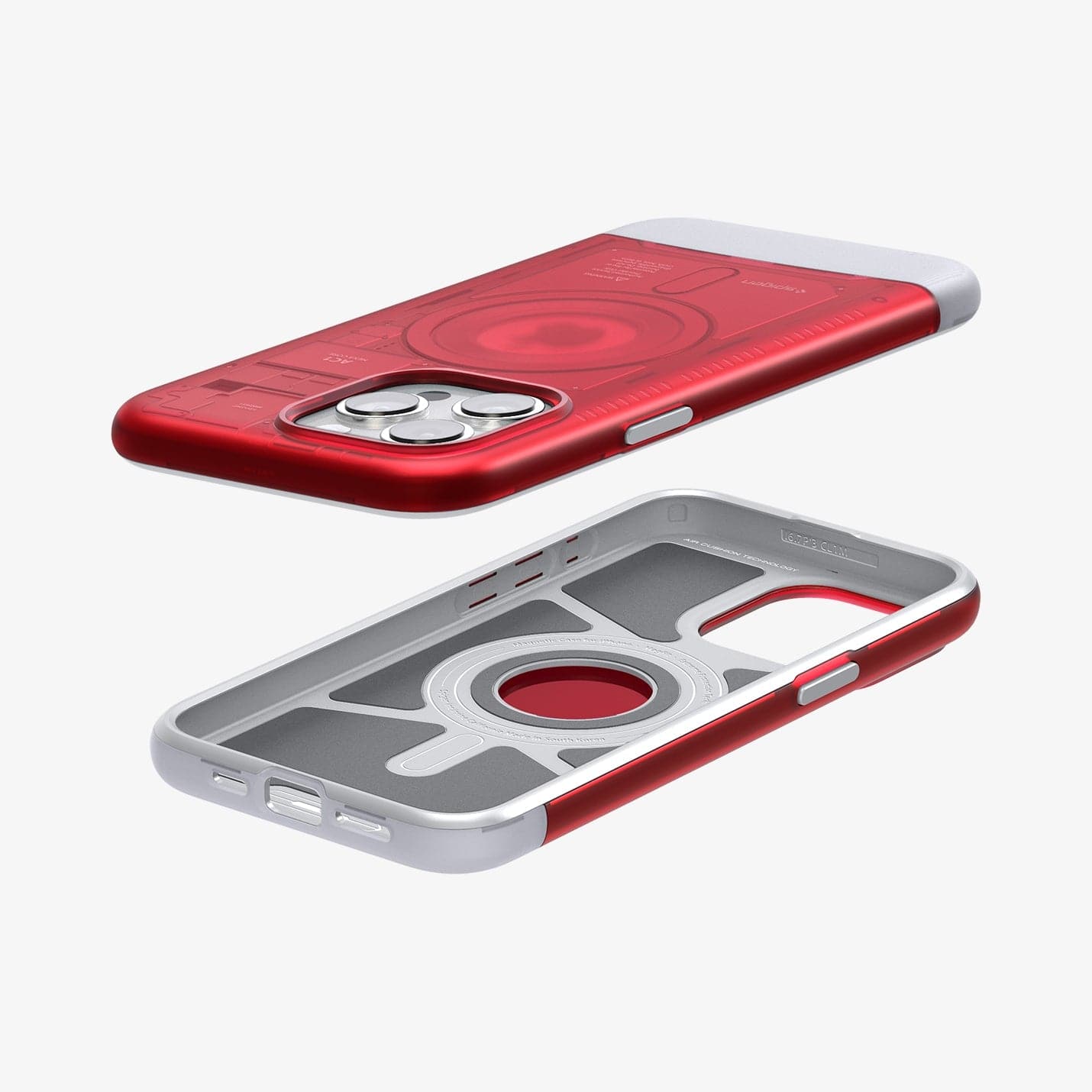 ACS06744 - iPhone 15 Pro Case Classic C1 (MagFit) in ruby showing the back, inside and sides
