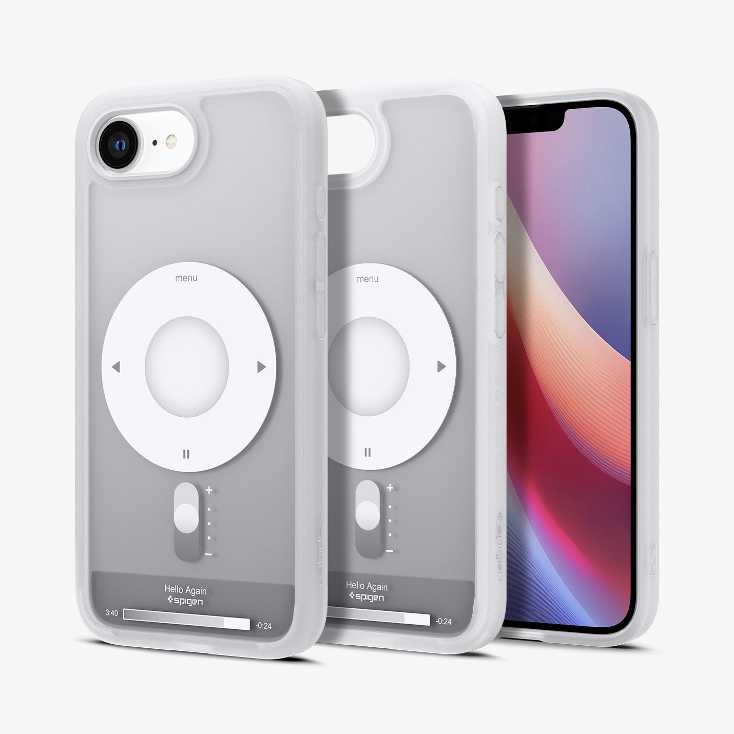 ACS09147 - iPhone 17e Case Ultra Hybrid Classic (MagFit) in Classic Silver showing the back, partial front and sides