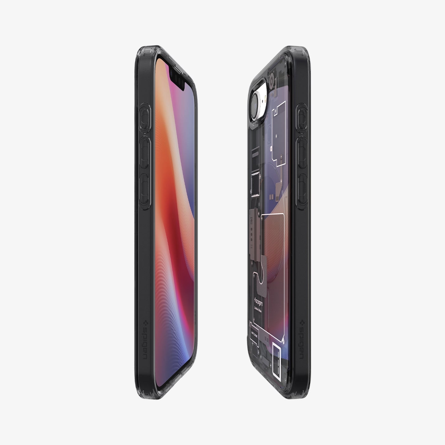 ACS09141 - iPhone 16e Case Ultra Hybrid Zero One (MagFit) in Zero One showing the partial front, partial back and sides