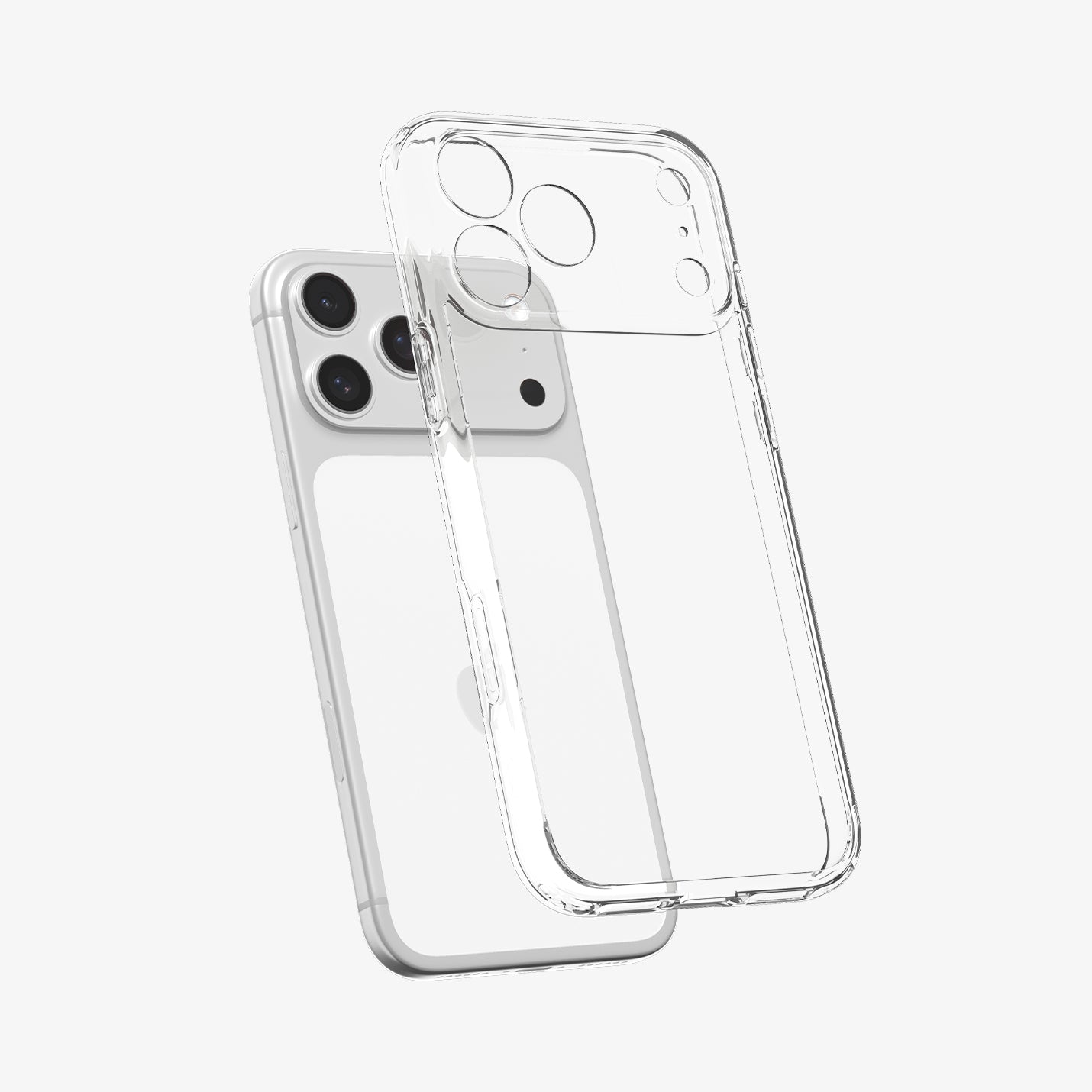ACS10033 - iPhone 17 Pro Max Ultra Hybrid in Crystal Clear showing back of the device with case