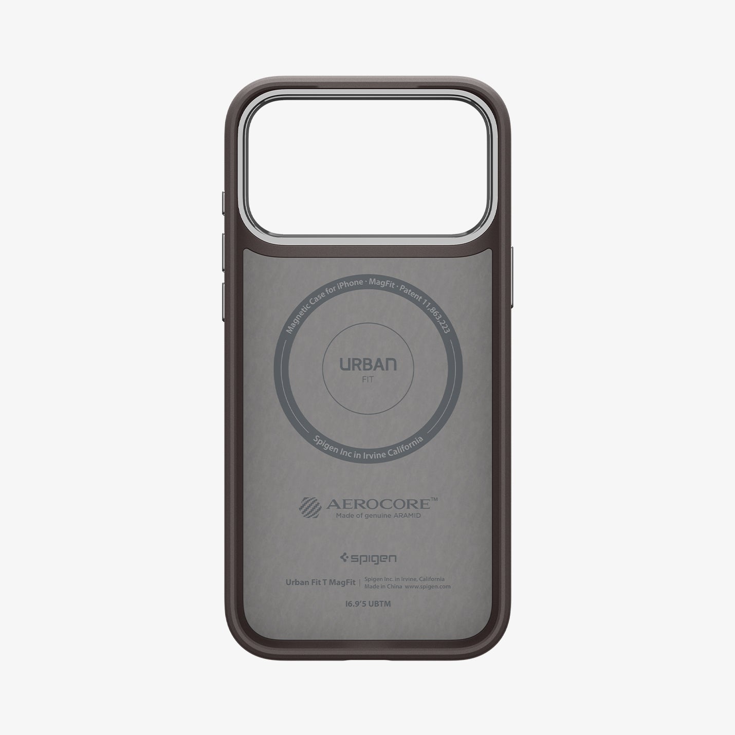 ACS09609 - iPhone 17 Pro Max Urban Fit T (MagFit) in Mocha Brown showing the inside of case