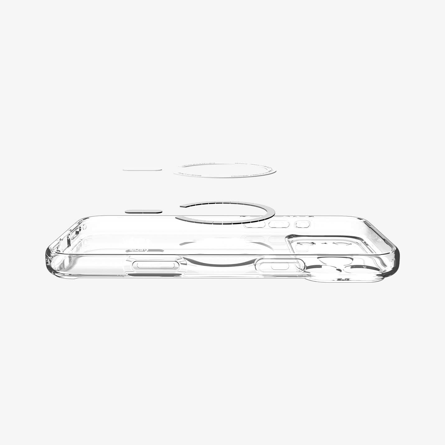 ACS11107 - iPhone 17 Pro Max Ultra Hybrid (MagFit) in Clear Orange showing layer and magfit magnet above the case