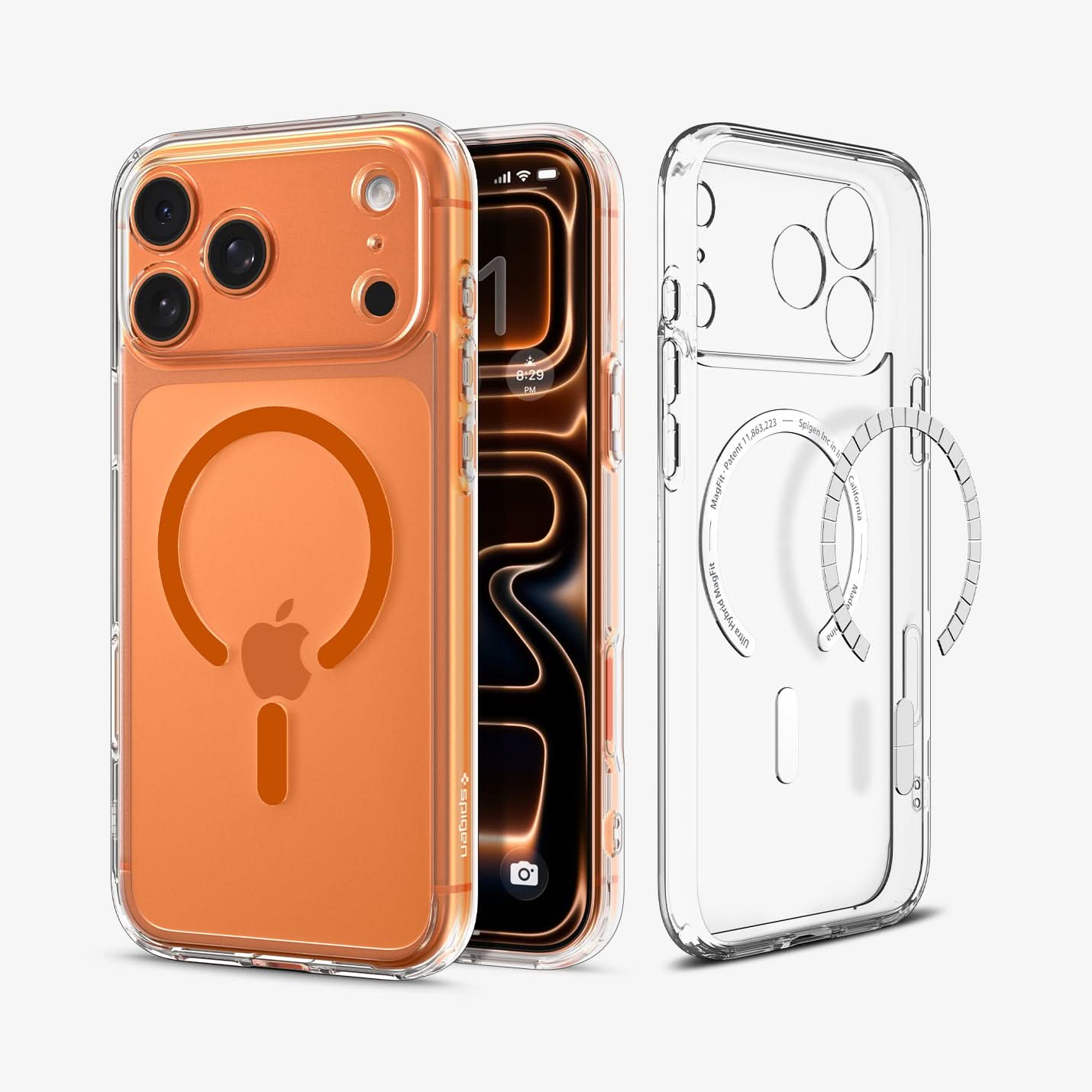ACS11107 - iPhone 17 Pro Max Ultra Hybrid (MagFit) in Clear Orange showing the back, partial inner, partial front and sides