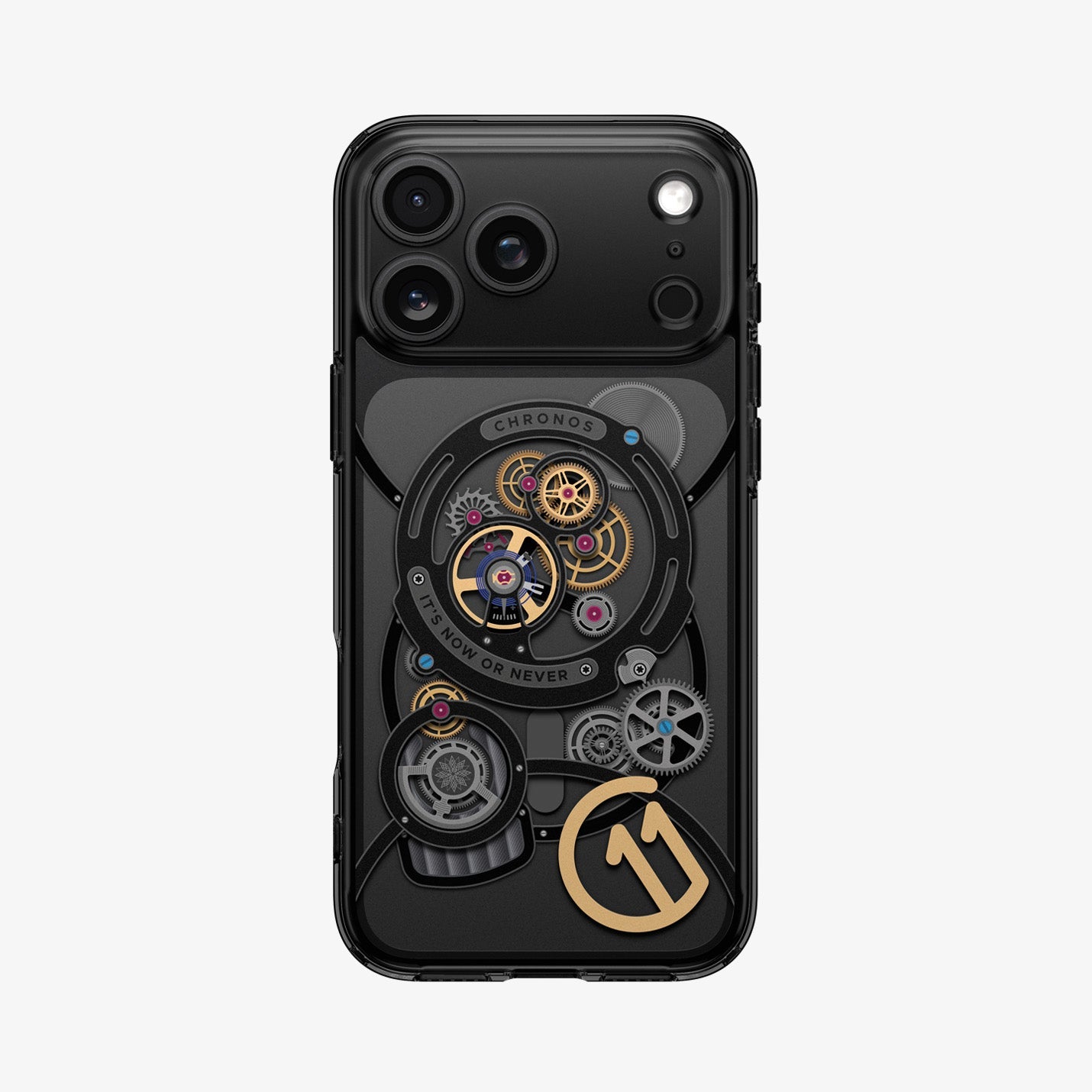 ACS10407 - iPhone 17 Pro Max Series Case c11 Series Chronos Edition (MagFit) showing the back in black device