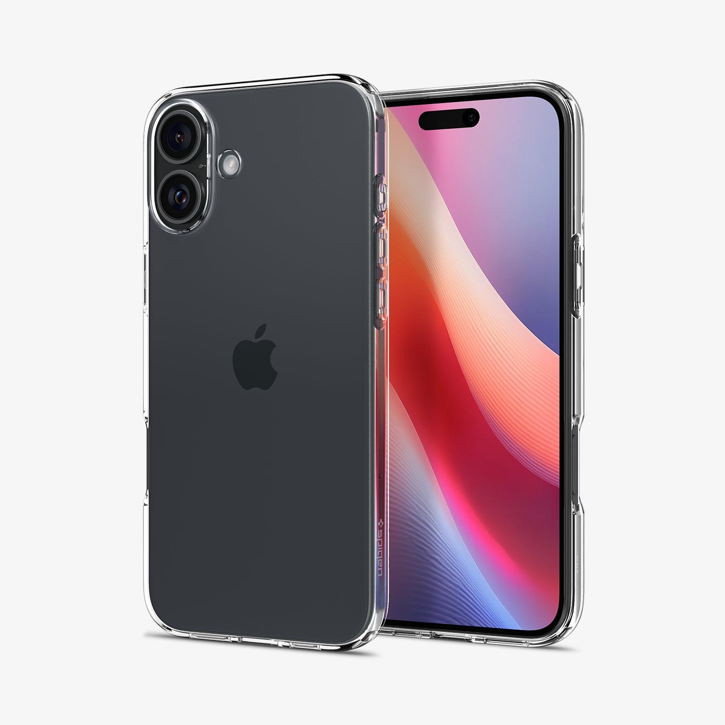 ACS08222 - iPhone 16 Case Liquid Crystal in Crystal Clear showing the back, partial sides and front