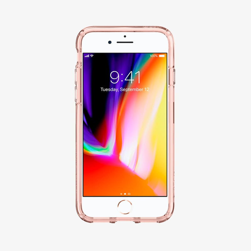 042CS20924 - iPhone SE Ultra Hybrid case in rose crystal showing the front