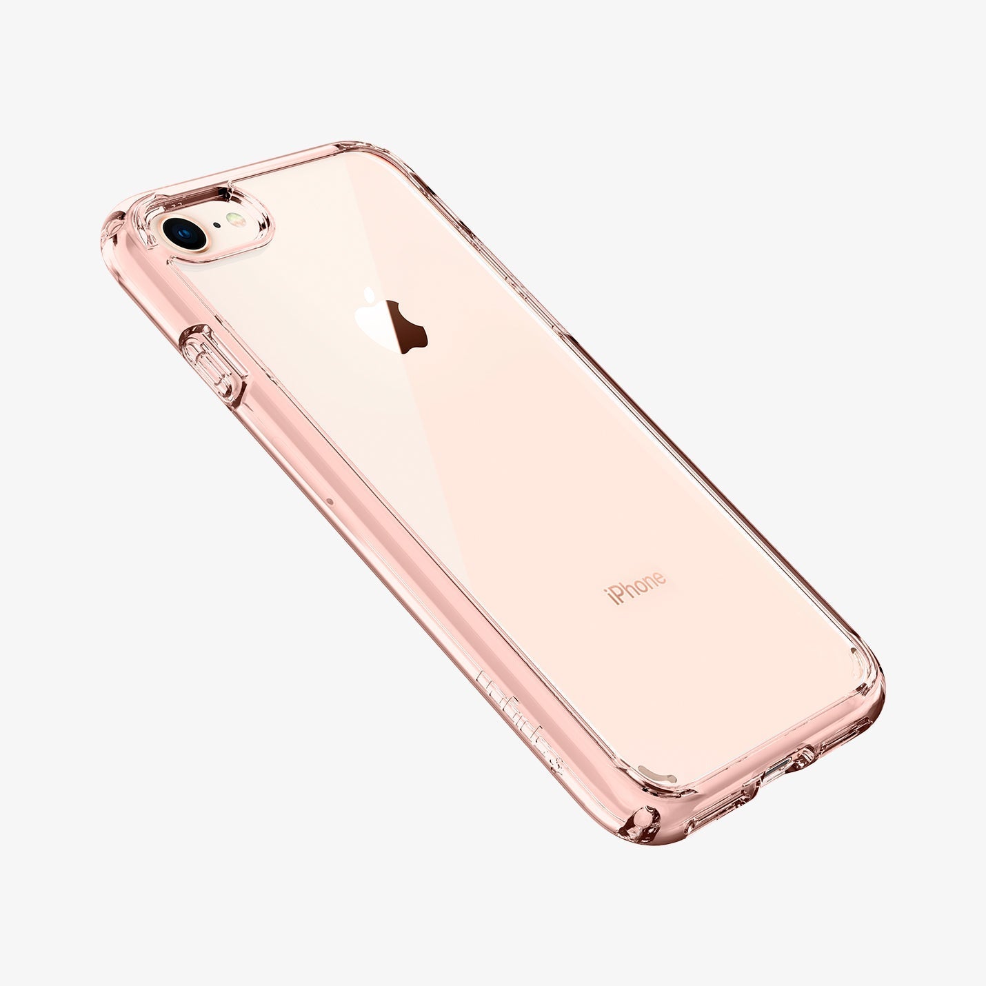 042CS20924 - iPhone SE Ultra Hybrid case in rose crystal showing the angled back