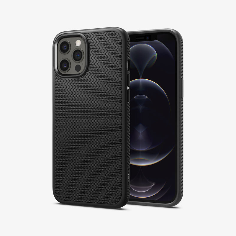 ACS01617 - iPhone 12 Pro Max Case Liquid Air in black showing the back and front