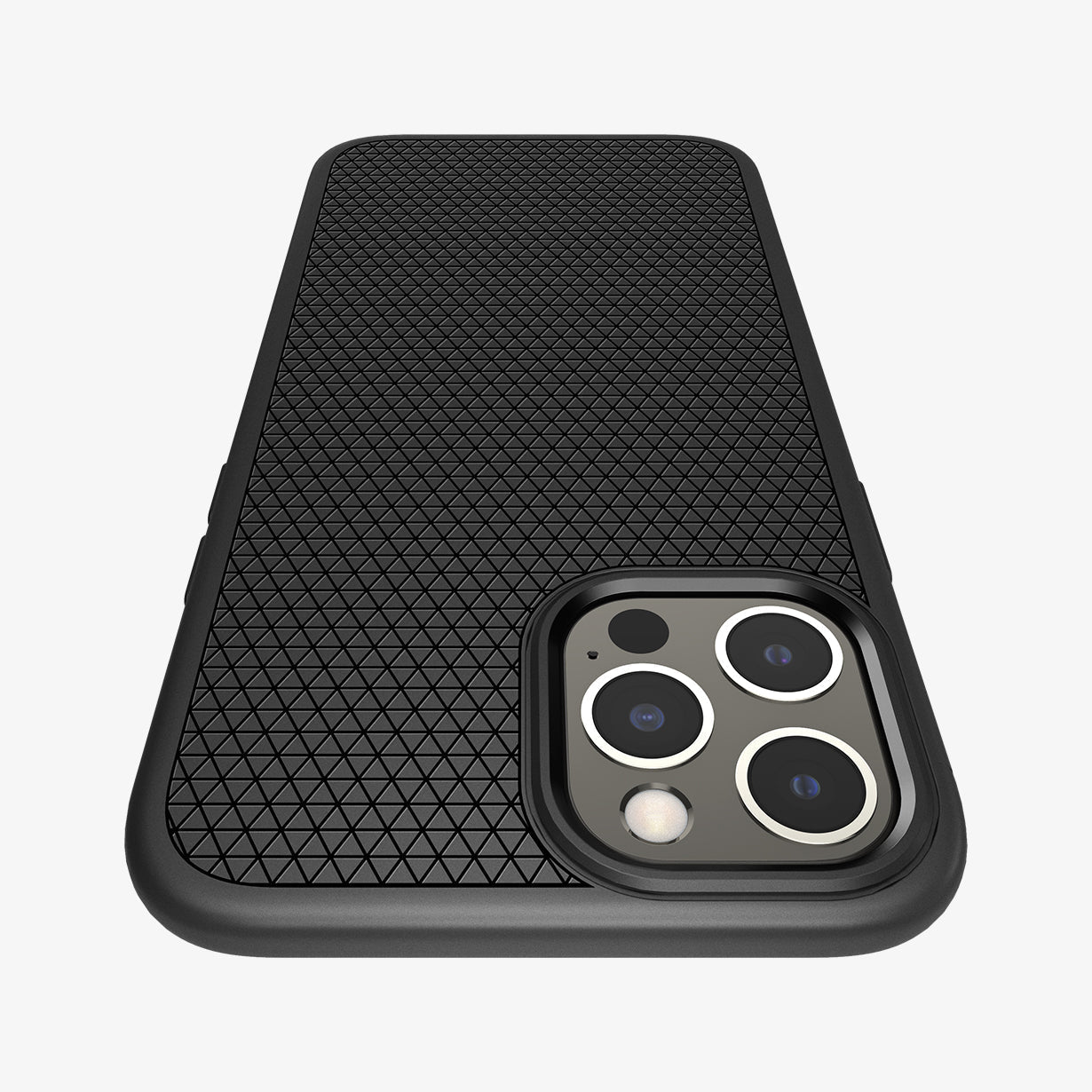 ACS01617 - iPhone 12 Pro Max Case Liquid Air in black showing the back zoomed in to show the fine details