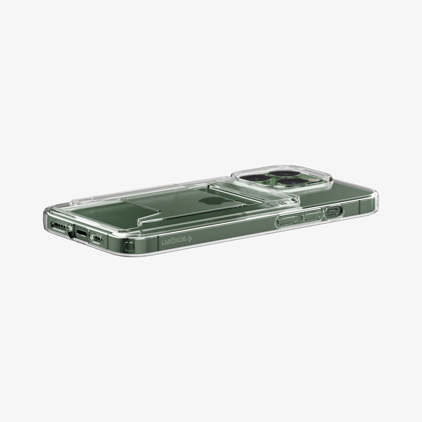 ACS04030 - iPhone 13 Pro Max Case Crystal Slot Dual in crystal clear showing the back, side and bottom