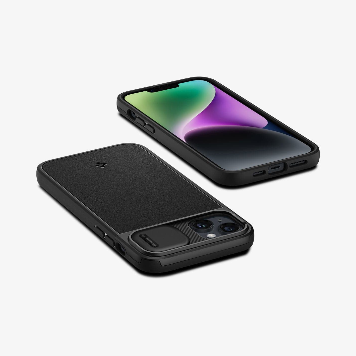 ACS04923 - iPhone 14 Plus Case Optik Armor (MagFit) in black showing the back, front, top and bottom