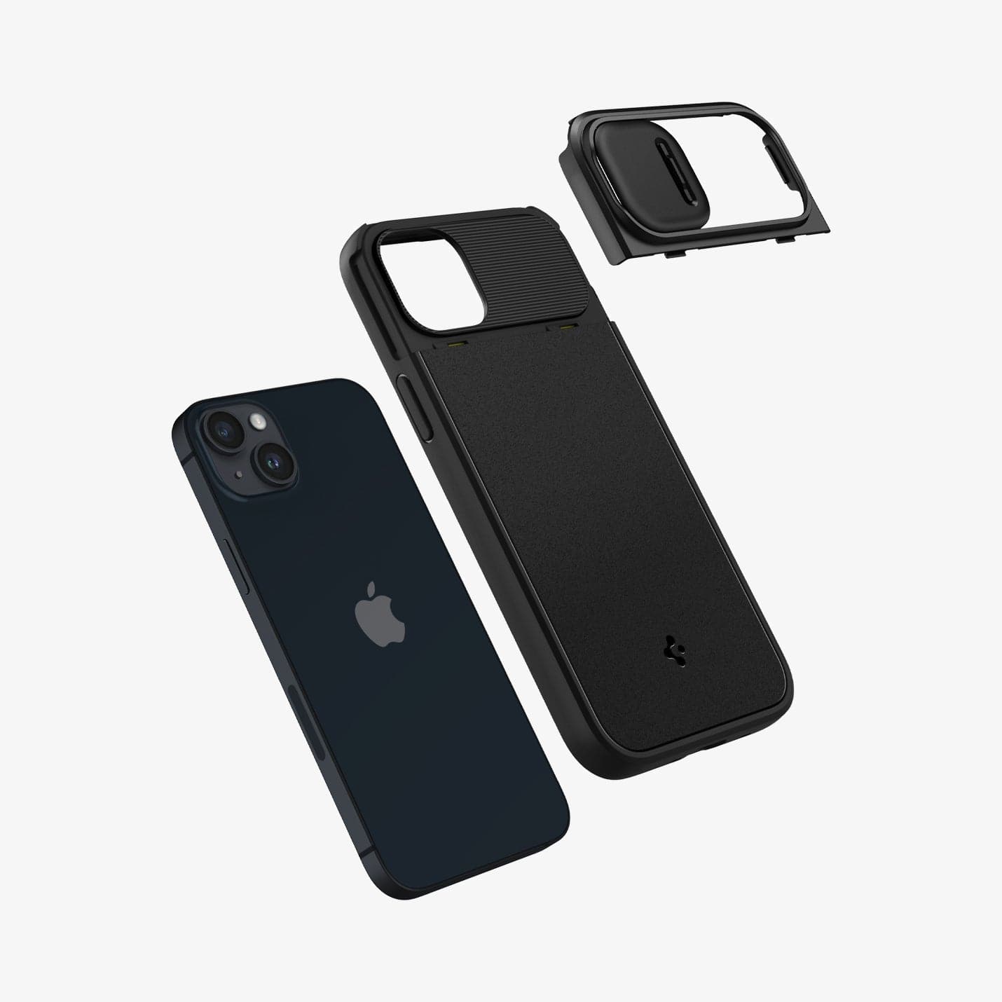 ACS04923 - iPhone 14 Plus Case Optik Armor (MagFit) in black showing the back with camera lens protector layer