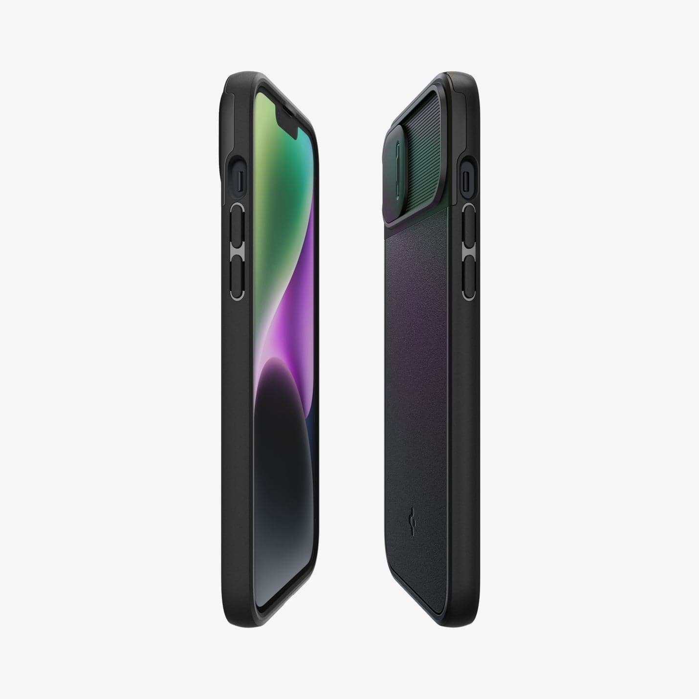 ACS04923 - iPhone 14 Plus Case Optik Armor (MagFit) in black showing the sides, partial back and front