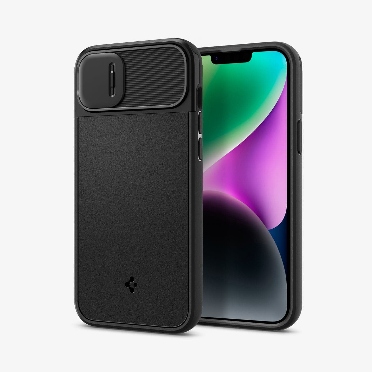 ACS04923 - iPhone 14 Plus Case Optik Armor (MagFit) in black showing the back and front