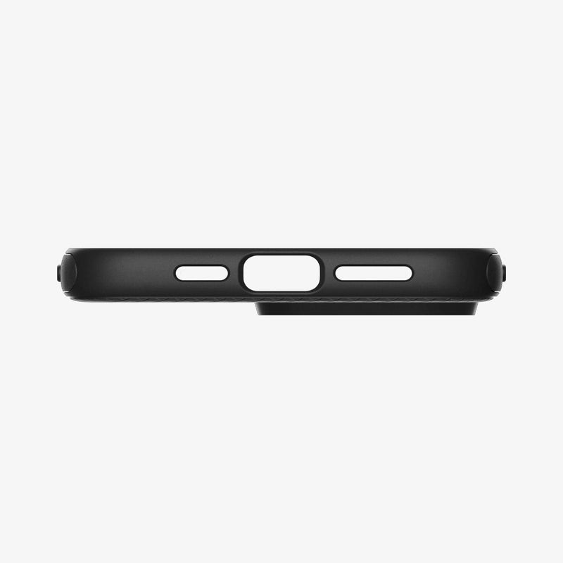 ACS04635 - iPhone 14 Pro Max Case Mag Armor (MagFit) in matte black showing the bottom with precise cutouts