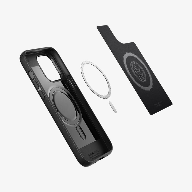 ACS04635 - iPhone 14 Pro Max Case Mag Armor (MagFit) in matte black showing the inside and magnetic ring layer