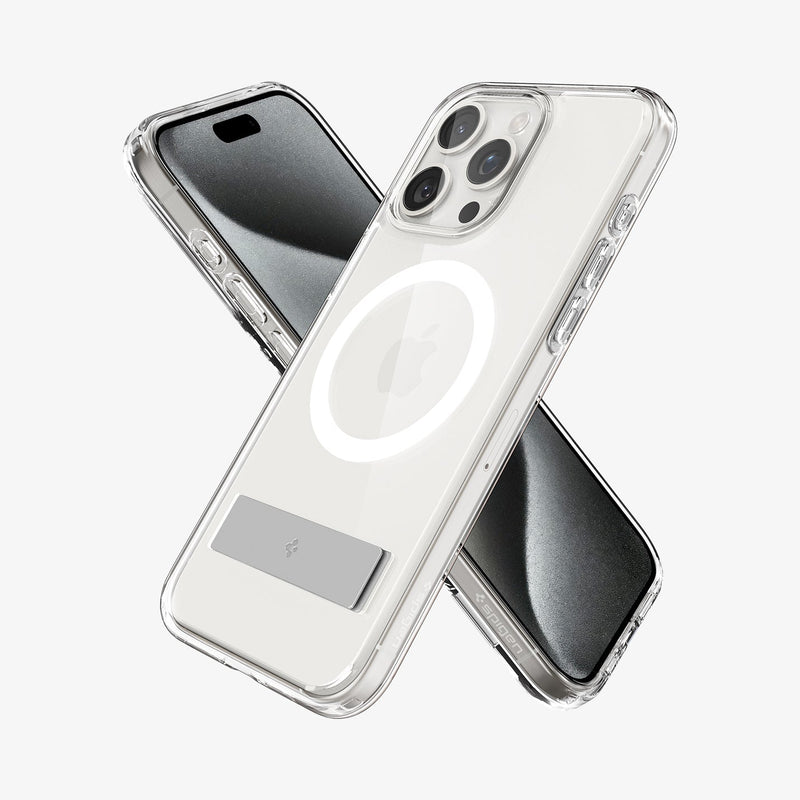 ACS06452 - iPhone 15 Pro Max Case Ultra Hybrid S (MagFit) in crystal clear showing the back, front and sides