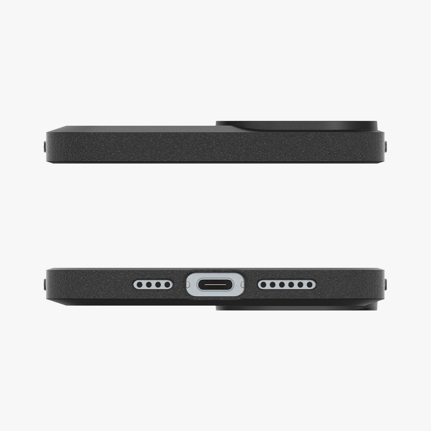 ACS06455 - iPhone 15 Plus Case Core Armor (MagFit) in Matte Black showing the top and bottom