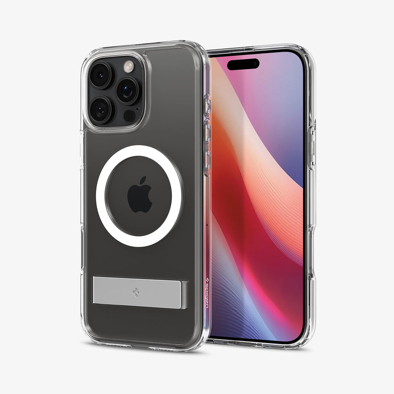 ACS08035 - iPhone 16 Pro Max Case Ultra Hybrid S (MagFit) in Crystal Clear showing the back, partial front and sides