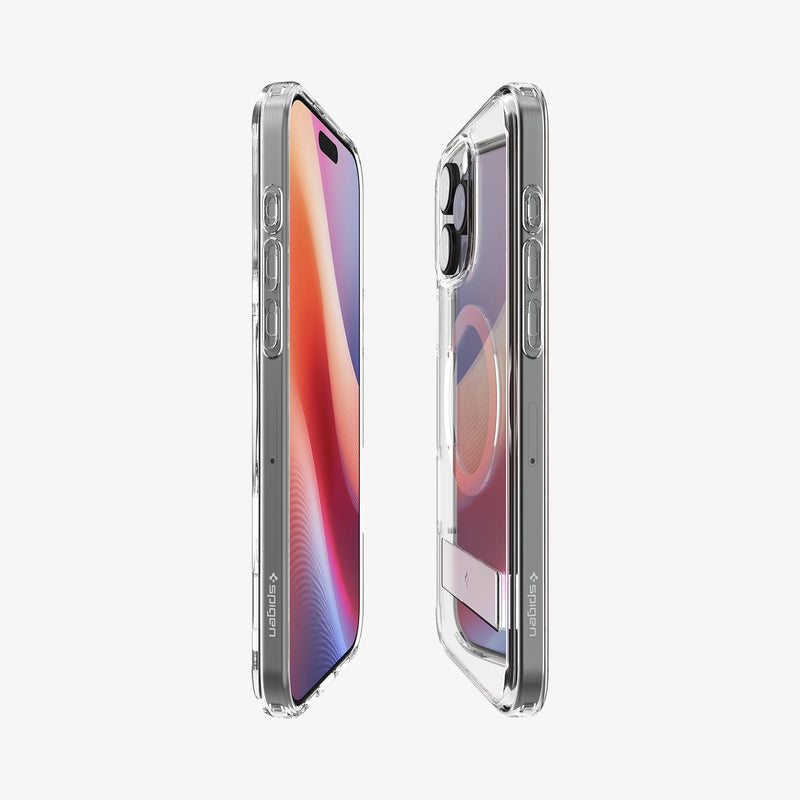ACS08035 - iPhone 16 Pro Max Case Ultra Hybrid S (MagFit) in Crystal Clear showing the partial back, front and sides