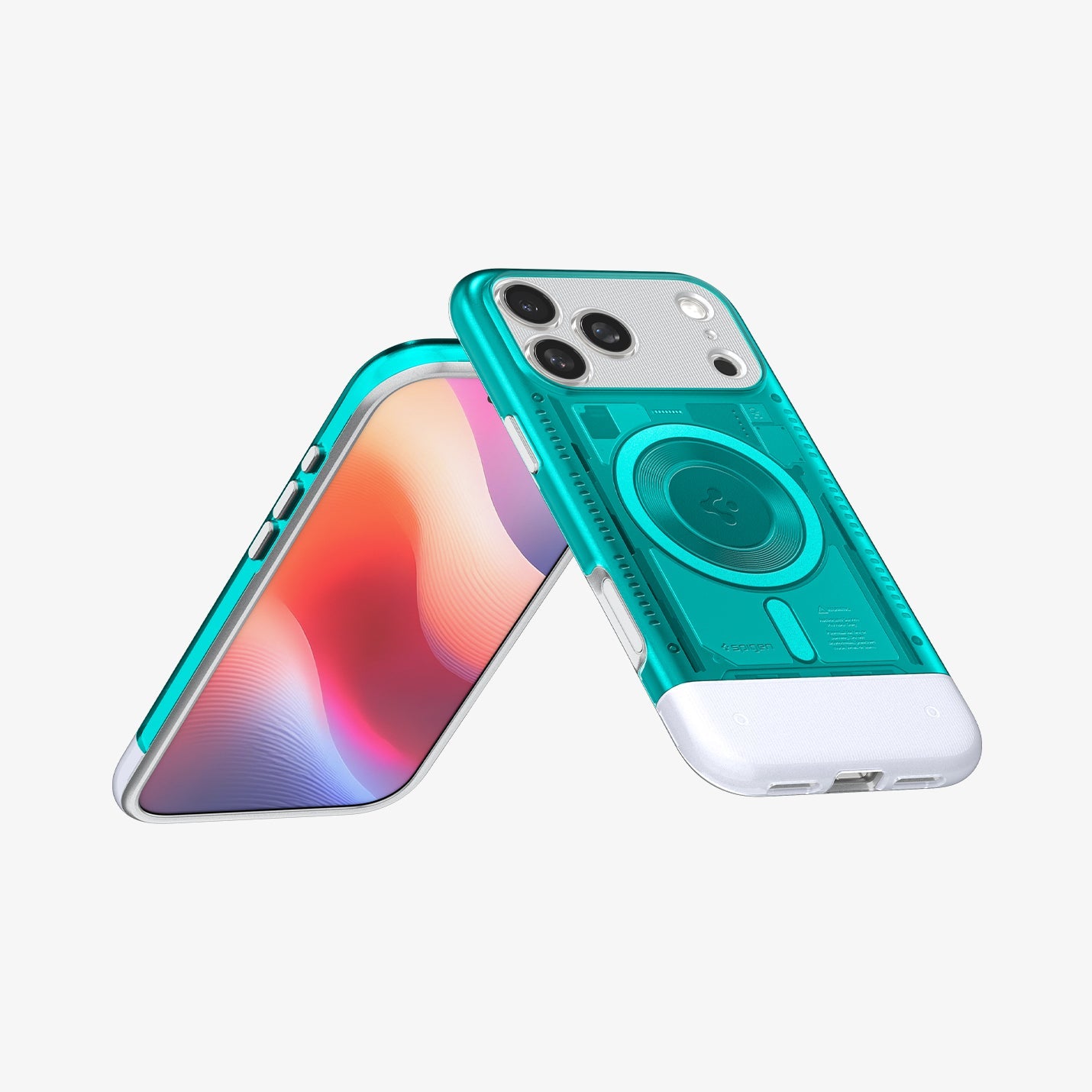 ACS09961 - iPhone 17 Pro Case Classic C1 (MagFit) in bondi blue showing the back, front and sides