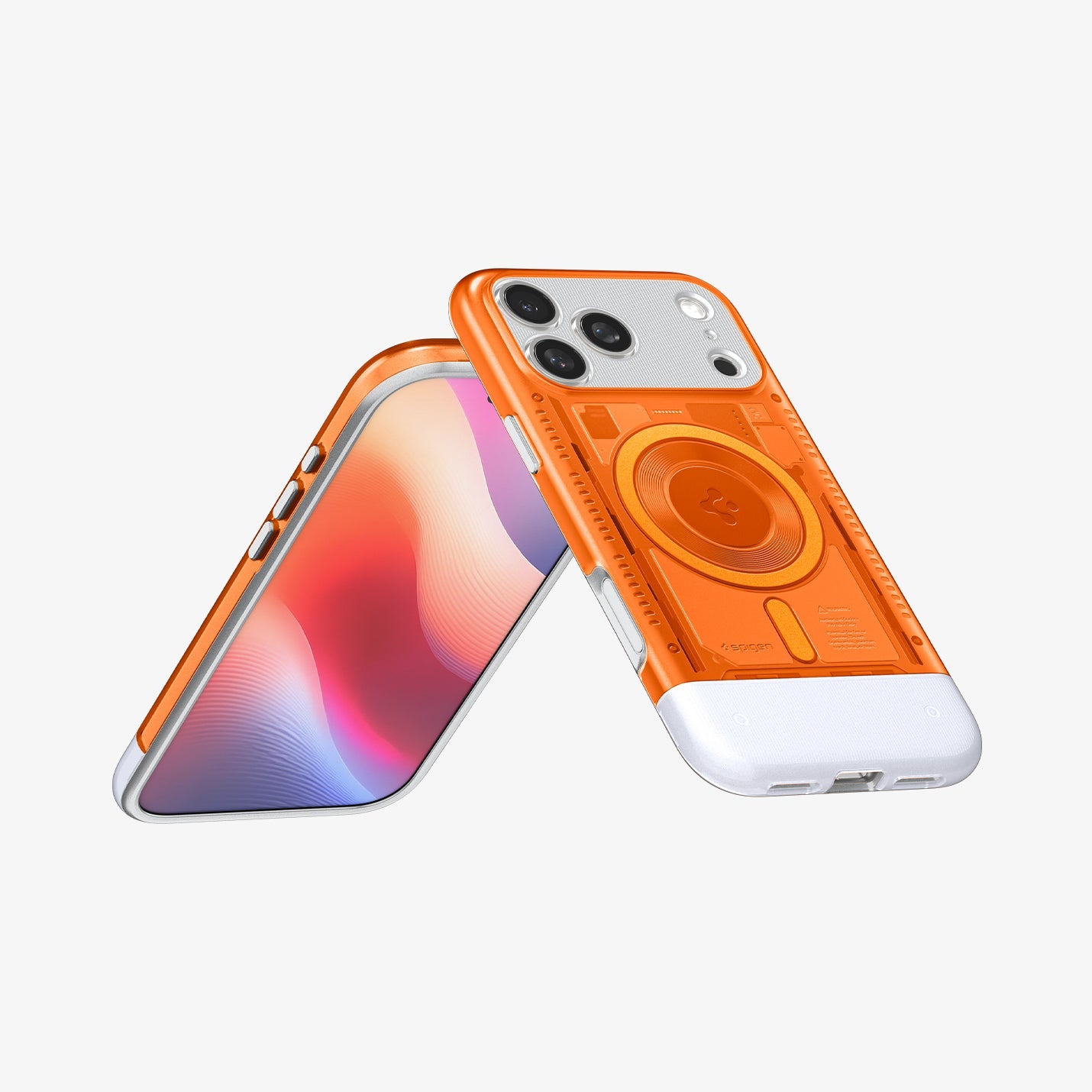 ACS09910 - iPhone 17 Pro Max Case Classic C1 (MagFit) in tangerine showing the back, front and sides