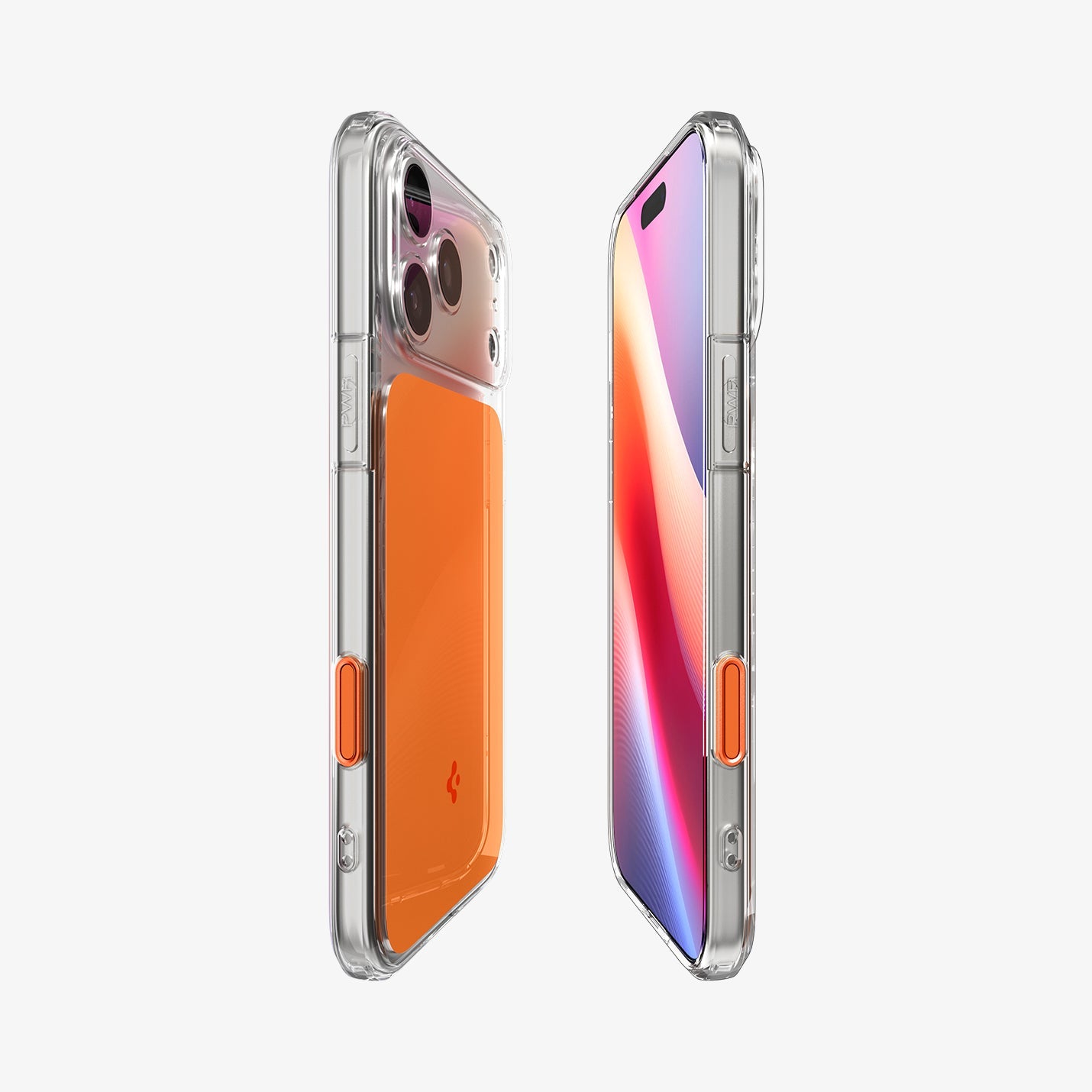 ACS10468 - iPhone 17 Pro Max Ultra Hybrid T (MagFit) in Glossy Orange showing the partial back, partial front, and sides