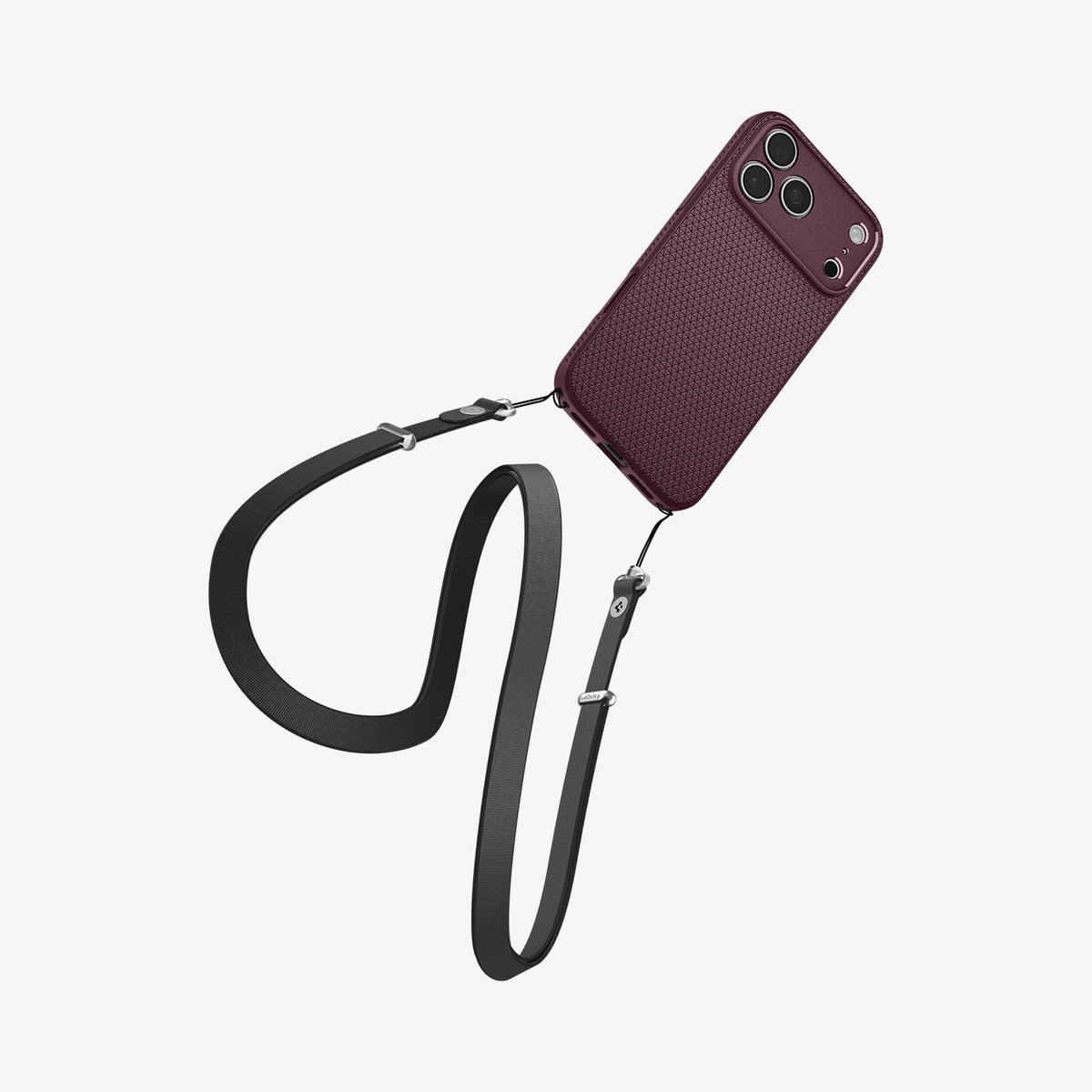 ACS12334 - iPhone 18 Pro Max / iPhone 17 Pro Max Liquid Air in Dark Cherry showing lanyard with the strip