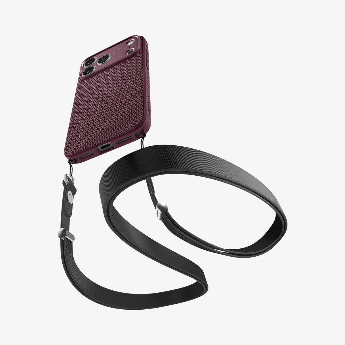 ACS12334 - iPhone 18 Pro Max / iPhone 17 Pro Max Liquid Air in Dark Cherry showing lanyard with the strip
