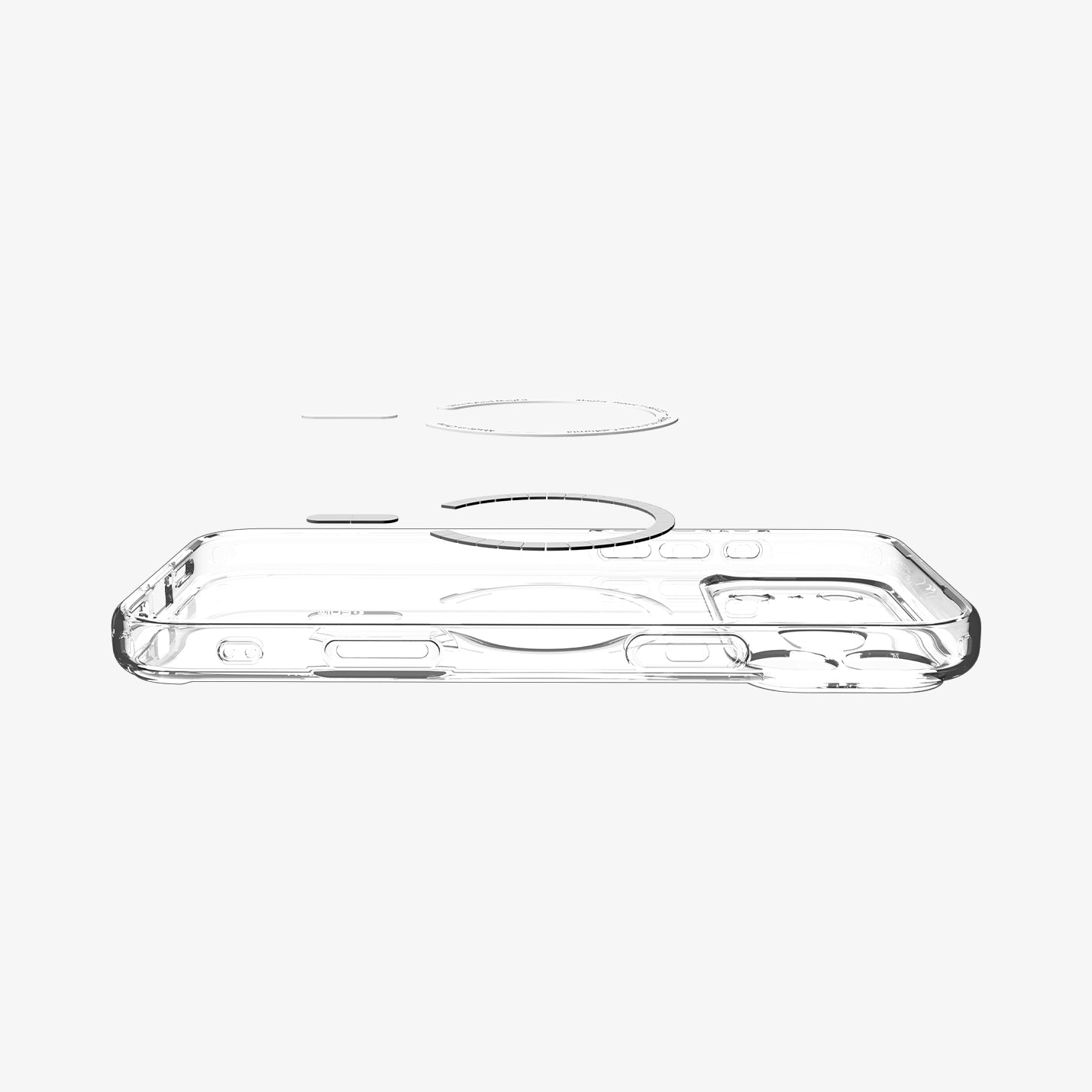 ACS09599- iPhone 17 Pro Max Ultra Hybrid (MagFit) in Clear White showing layer and magfit magnet above the case